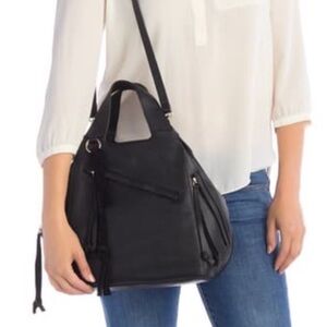 Vince Camuto Caol Leather Satchel Black Purse Shoulder Handbag Pebbled Leather